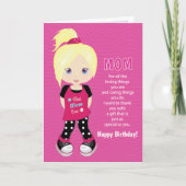 Verjaardagscoupons voor mama - blond meisje kaart (Voorkant)