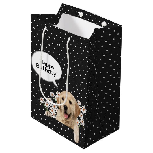 verjaardagscourant Golden Retriever in dagscènes Medium Cadeauzakje (Voorkant Gekanteld)