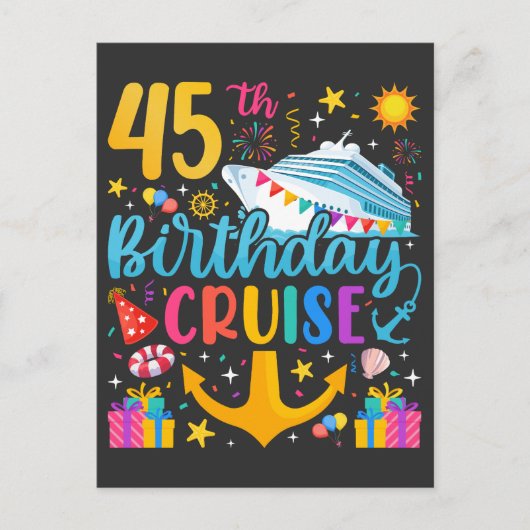 Verjaardagscruise 45 B-Day-feest Briefkaart (Voorkant)