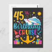 Verjaardagscruise 45ste verjaardagsfeestje briefkaart (Voorkant / Achterkant)