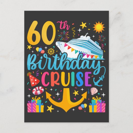 Verjaardagscruise 60 B-Day Feest Briefkaart (Voorkant)