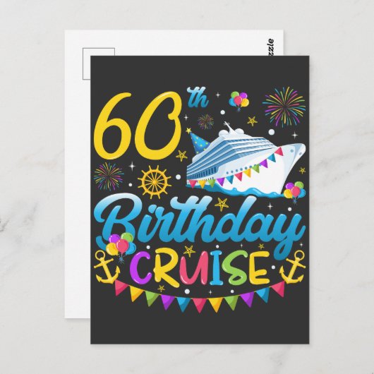 Verjaardagscruise 60 B-Day Feest Briefkaart (Voorkant / Achterkant)