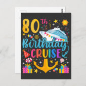 Verjaardagscruise 80 B-Day Feestje Briefkaart (Voorkant / Achterkant)