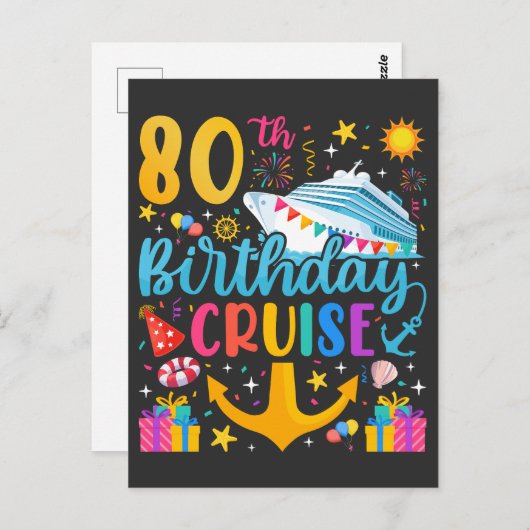 Verjaardagscruise 80 B-Day Feestje Briefkaart (Voorkant / Achterkant)