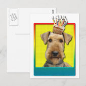 Verjaardagscupcake - Airedale Briefkaart (Voorkant / Achterkant)