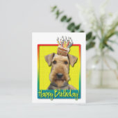 Verjaardagscupcake - Airedale Briefkaart (Staand voorkant)