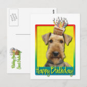 Verjaardagscupcake - Airedale Briefkaart (Voorkant / Achterkant)