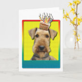Verjaardagscupcake - Airedale Kaart (Gele Bloem)