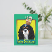 Verjaardagscupcake - Cavalier - Tri-Color Briefkaart (Staand voorkant)