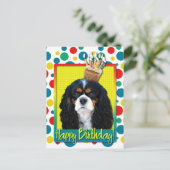 Verjaardagscupcake - Cavalier - Tri-Color Briefkaart (Staand voorkant)
