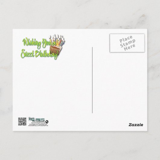 Verjaardagscupcake - Cavalier - Tri-Color Briefkaart (Achterkant)