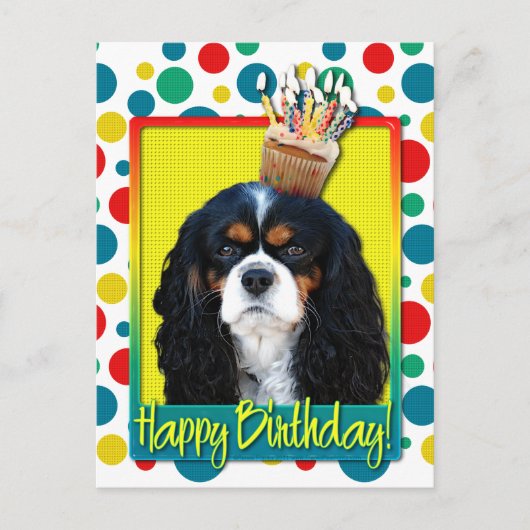 Verjaardagscupcake - Cavalier - Tri-Color Briefkaart (Voorkant)