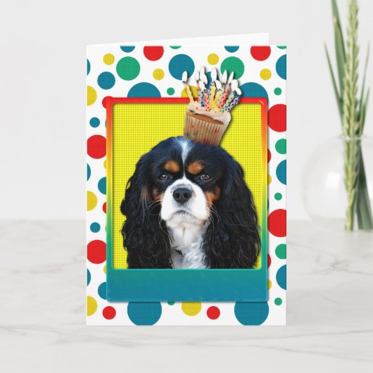 Verjaardagscupcake - Cavalier - Tri-Color Kaart (Voorkant)