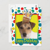 Verjaardagscupcake - Jack Russell Briefkaart (Voorkant / Achterkant)