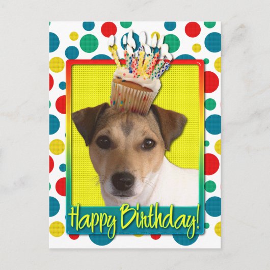Verjaardagscupcake - Jack Russell Briefkaart (Voorkant)