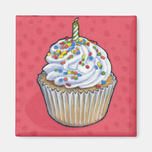 Verjaardagscupcake Magneet (Voorkant)