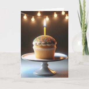 Verjaardagscupcake met kaars kaart