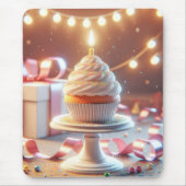 Verjaardagscupcake met kaars muismat (Voorkant)