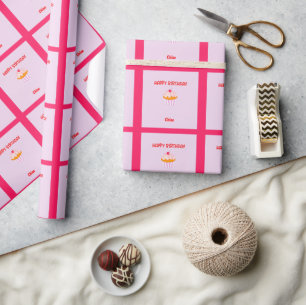 Verjaardagscupcake met naam gepersonaliseerd cadeaupapier
