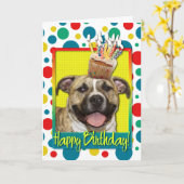 Verjaardagscupcake - Pitbull - Tigger Kaart (Gele Bloem)