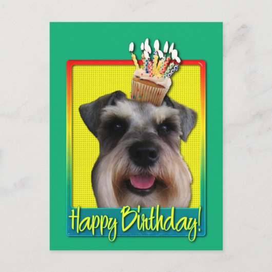 Verjaardagscupcake - Schnauzer Briefkaart (Voorkant)