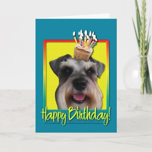 Verjaardagscupcake - Schnauzer Kaart (Voorkant)