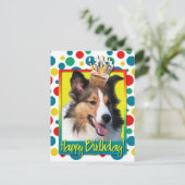 Verjaardagscupcake - Sheltie Briefkaart (Staand voorkant)