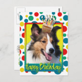 Verjaardagscupcake - Sheltie Briefkaart (Voorkant / Achterkant)