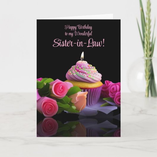 Verjaardagscupcake voor schoonzus kaart (Voorkant)