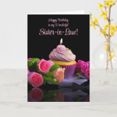 Verjaardagscupcake voor schoonzus kaart (Gele Bloem)