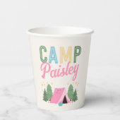 Verjaardagscups voor meisjes op de camping papieren bekers (Achterkant)