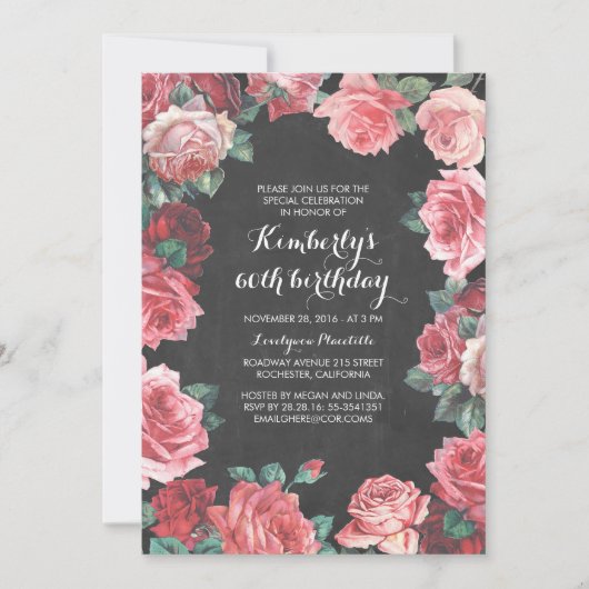  verjaardagsdag floral chalkboard kaart (Voorkant)