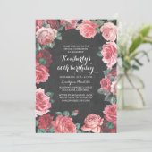  verjaardagsdag floral chalkboard kaart (Staand voorkant)