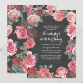  verjaardagsdag floral chalkboard kaart (Voorkant / Achterkant)