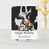 VERJAARDAGSDAGBOEK KOEIENHUID KAART (Gele Bloem)