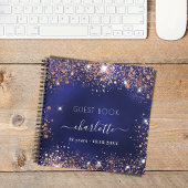 verjaardagsdagsblauw roos goudglitter-script gastb notitieboek