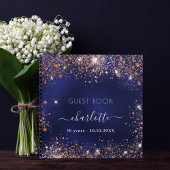 verjaardagsdagsblauw roos goudglitter-script gastb notitieboek