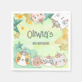 verjaardagsdagsbrief van Magic Caticorn Napkin Servet (Voorkant)