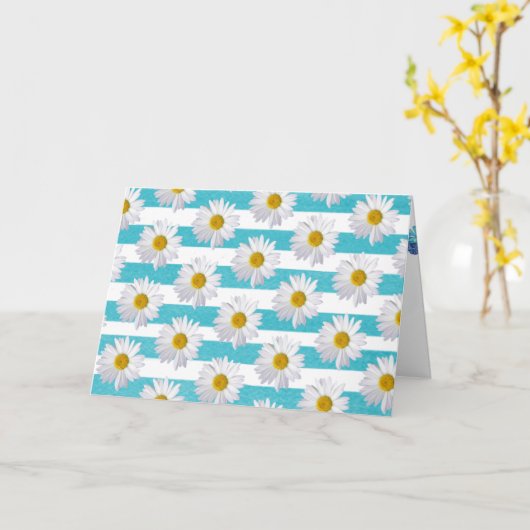 verjaardagsdagsdagsdagsdags op aqua stripe kaart (Gele Bloem)