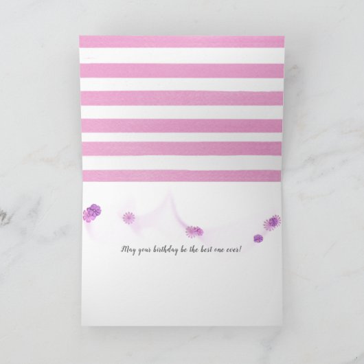 verjaardagsdagsdagsdagsdags op roze streep kaart (Binnen)