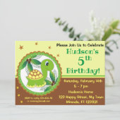 verjaardagsdagsuitnodiging voor schattige schildpa kaart (Staand voorkant)