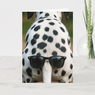 Verjaardagsdalmatiër Met Zonnebril Op Staart Kaart