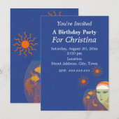 Verjaardagsdame achter Fishbowl Goldfish Sun Kaart (Voorkant / Achterkant)