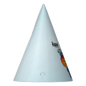 Verjaardagsdame met rode Apple Head Blue Dress Pet Feesthoedjes (Links)