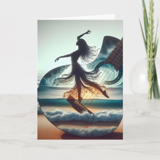 Verjaardagsdanser in gitaargolf kaart (Voorkant)