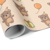 Verjaardagsdier Leuk Beer Kids Verjaardagsfeestje Cadeaupapier (Rol Hoek)