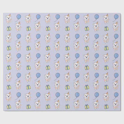 Verjaardagsdier Leuke Polar Beer Kind Verjaardagsf Cadeaupapier (Vlak)