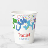 Verjaardagsdieren ballonnen uitnodiging papieren bekers (Achterkant)