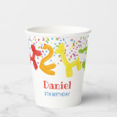 Verjaardagsdieren ballonnen uitnodiging papieren bekers (Voorkant)