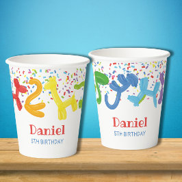 Verjaardagsdieren ballonnen uitnodiging papieren bekers